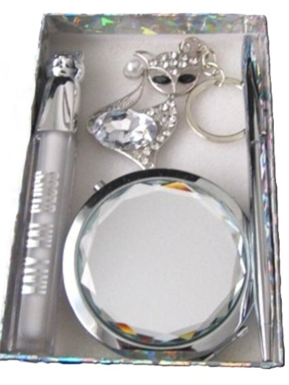 Cover Girl Katy Perry Lip Gloss Compact Mirror Ink Pen Cat Keychain NEW